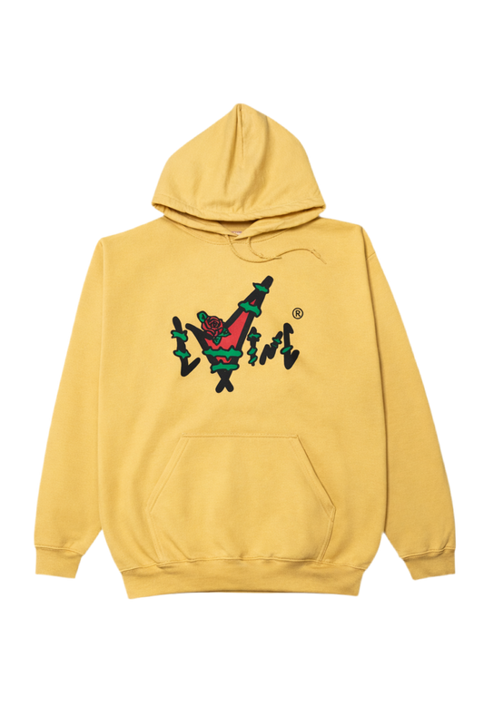 Classic Rose Ink Hoodie Tan