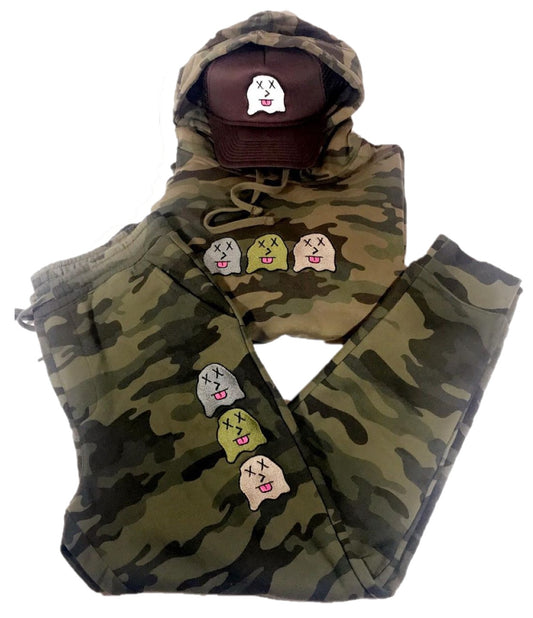 Camouflaged Knockout Kasper Sweat Suit (Hooded) with hat