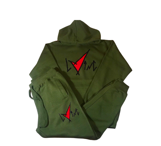 Classic Ink Sweat Suits With Red Heart Fill