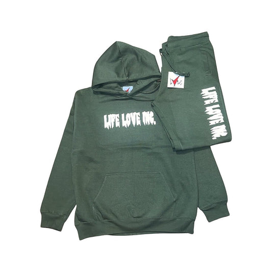 Puffed Creepy Ink Sweatsuit (Olive Green)