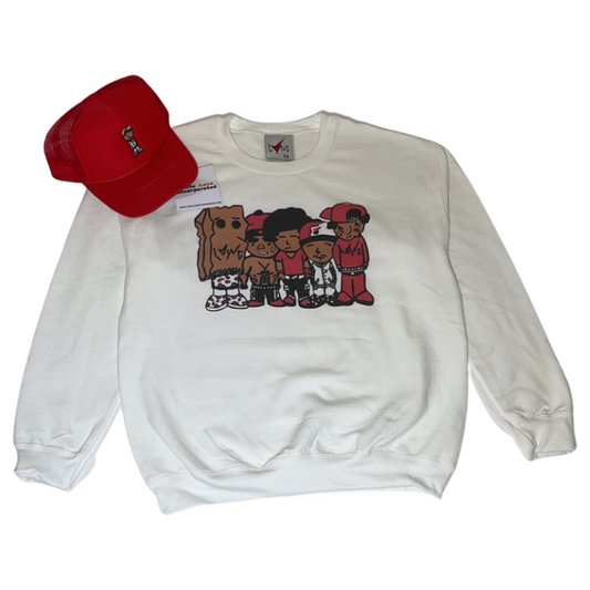 Leroy (Red) Foam Mesh Trucker & Ink Squad Crewneck Bundle