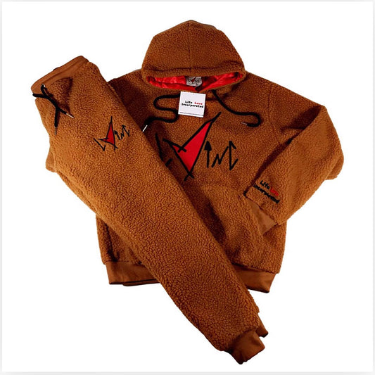 (Camel Brown) Classic Ink Sherpa Jogger suit